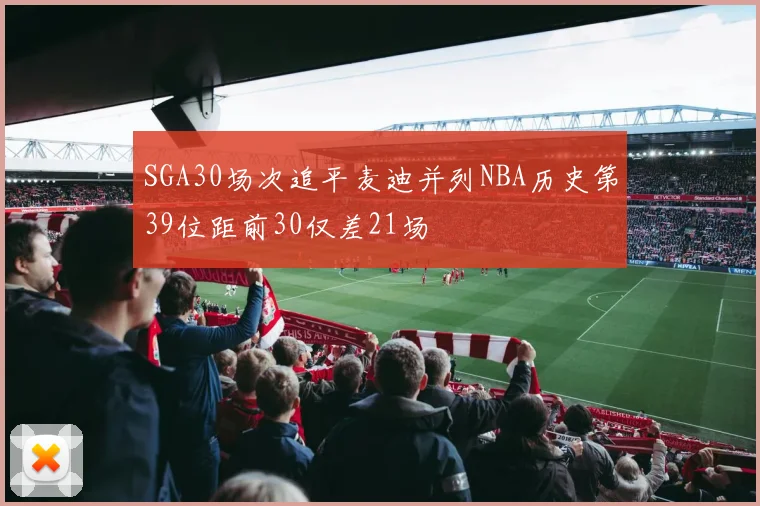 SGA30场次追平麦迪并列NBA历史第39位距前30仅差21场